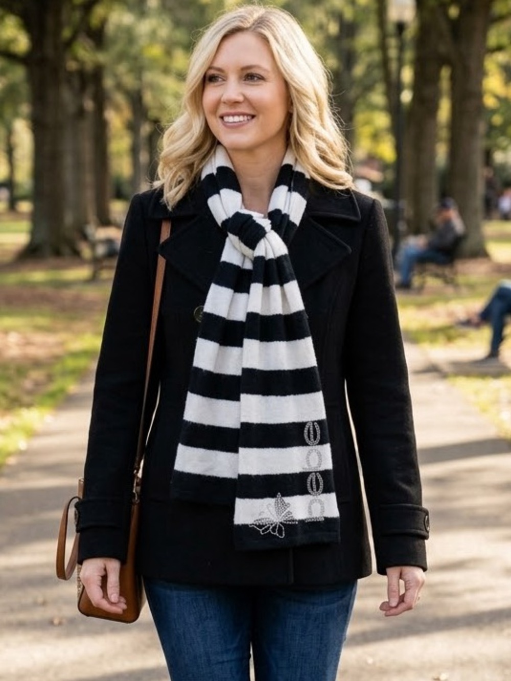 Bebe Monochrome Striped Scarf